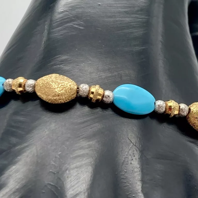 Bracciale Donna 2 colori diamantato con Pepite di Turchese