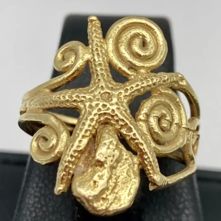 Anello donna Artigianale in Oro Giallo Stella Marina