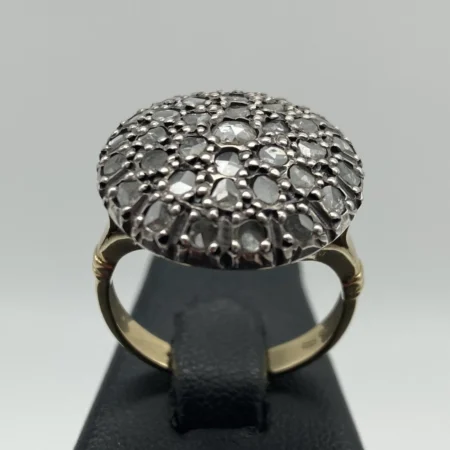 Anello Toppa Oro Giallo 18kt e diamanti grezzi