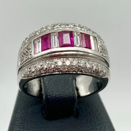 Anello Donna  FASCIONE Rubini e Diamanti Oro Bianco18kt 750
