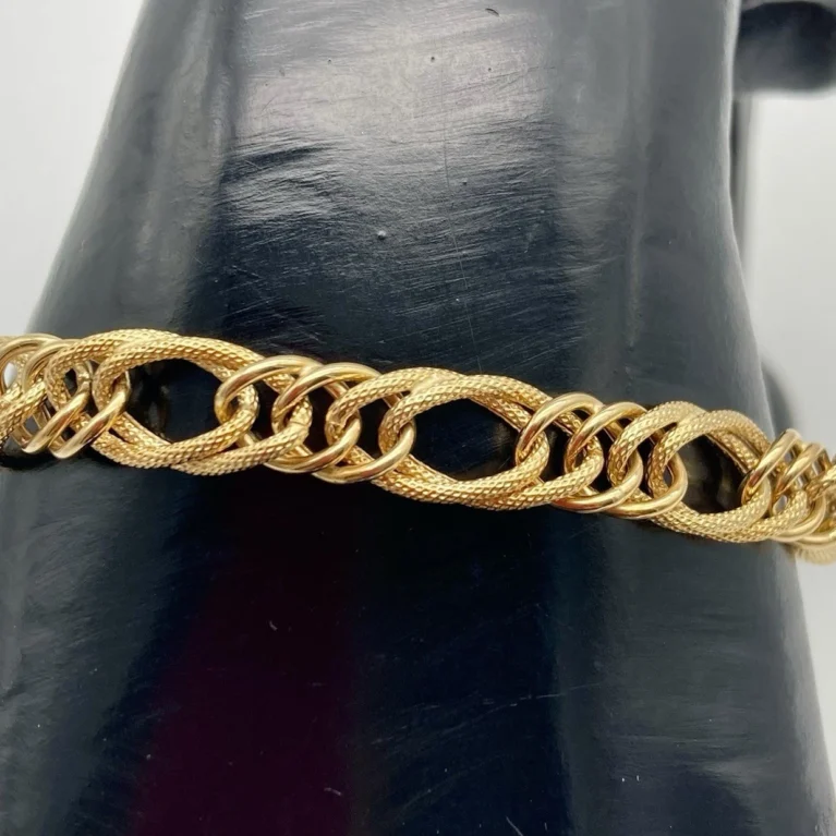 Bracciale Donna Anelli Zigrinati 18Kt Oro Giallo