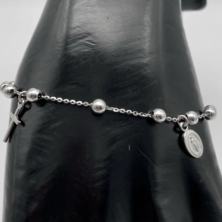 Bracciale Grani Oro Bianco Unisex 18KT 750