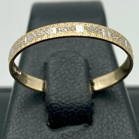 Fedina Diamantata  2 Colori Quadri Lisci 18kt 750