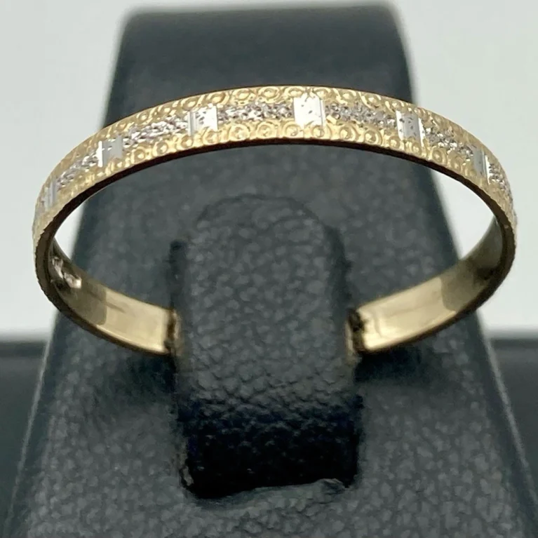 Fedina Diamantata  2 Colori Quadri Lisci 18kt 750