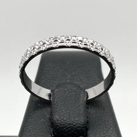 Anello Unisex Diamantato Oro Bianco 18kt 750