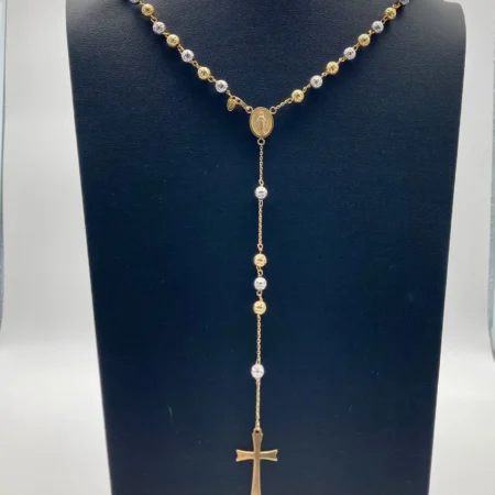 Collana Rosario Oro Giallo e Bianco 18 kt 750
