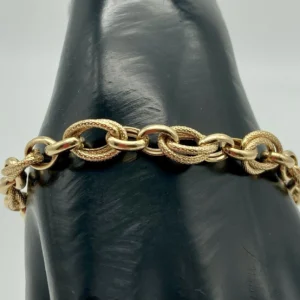 Bracciale Donna Anelli Ovali Lisci e Zigrinati 18Kt Oro Giallo