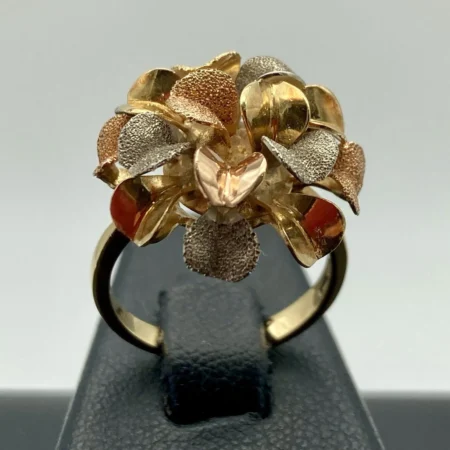 ANELLO PETALI FIORE 3 COLORI 18kt 750