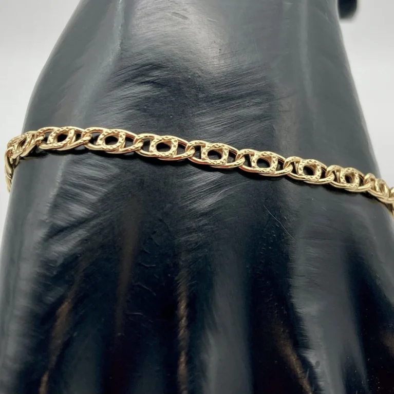 Bracciale Uomo Oro Giallo Maglia Grumetta Zigrinata 18kt 750