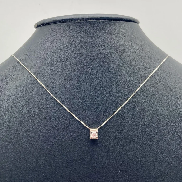 Collana Punto Luce con Diamante da 0,20ct in Oro Bianco 18kt o 750
