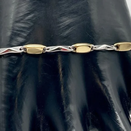 Bracciale Uomo Targhette Design in oro Giallo e Bianco 18kt 750
