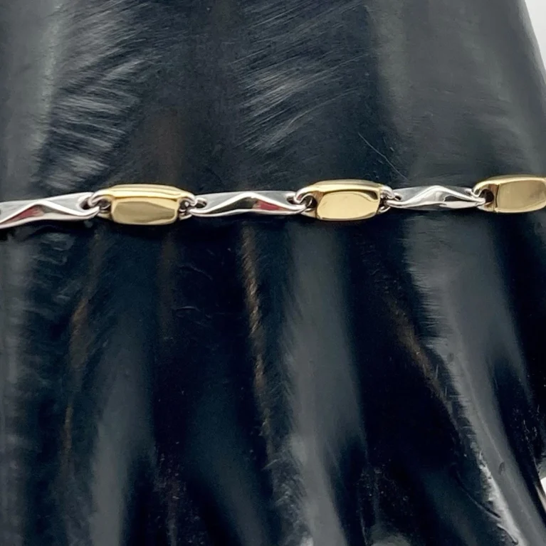 Bracciale Uomo Targhette Design in oro Giallo e Bianco 18kt 750