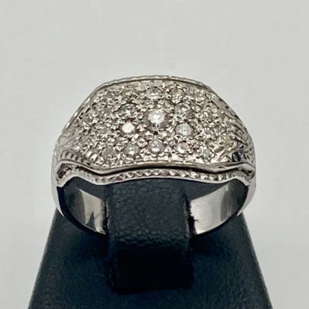 Anello Pave' in Oro Bianco 18kt o 750 e Diamanti