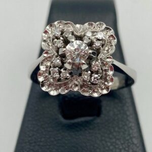 Anello Vintage in Oro Bianco 18kt o 750 e Diamanti